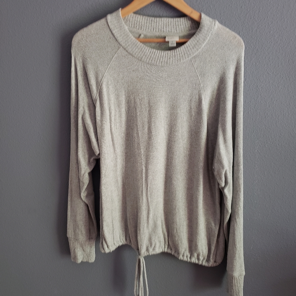 Gray tie-front sweater